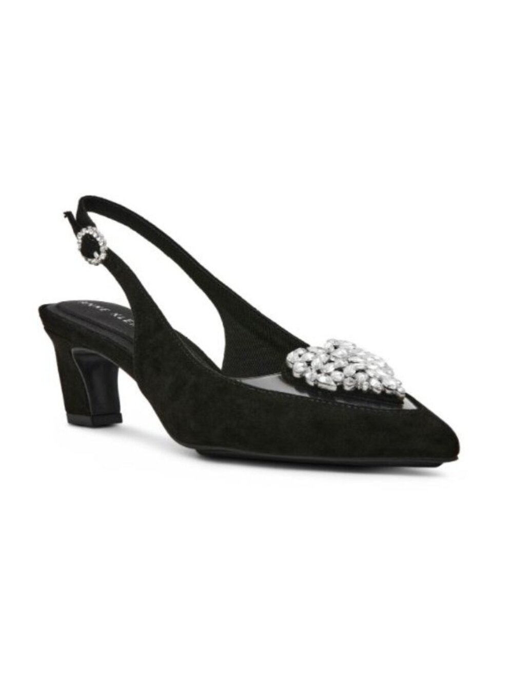 Anne Klein Womens iFlex Slingback Heels Black Faux Suede Pointed Toe Size 8 NEW